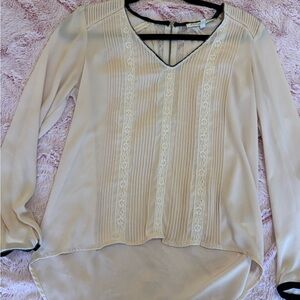 Daniel Rainn Cream Blouse with Lace zipper Accents Xs